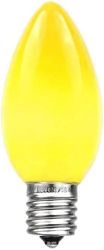 Miniatura 2 de Novelty Lights C7 - Juego de luces navideñas de cerámica amarilla, tira de luces para interiores y exteriores, bombillas opacas, cable verde, 25