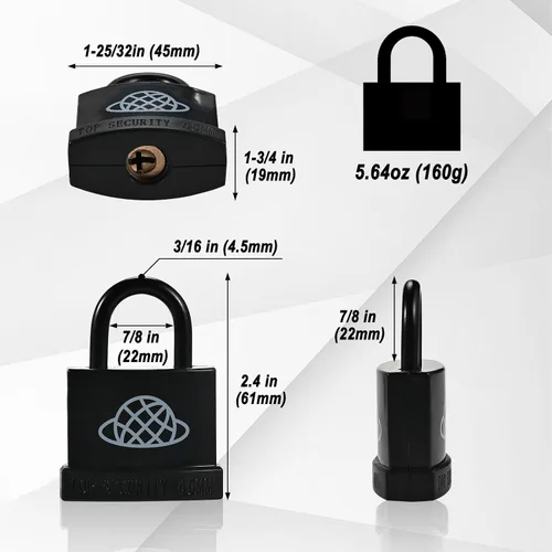 Miniatura 4 de 8 candados resistentes a la intemperie con llave para uso en exteriores, candado con llave para exteriores con carcasa de plástico, cerraduras