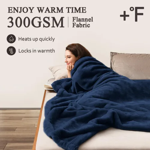 Miniatura 2 de LaSyL Manta de forro polar para sofá de 50"x60" color azul oscuro - 300GSM Manta suave, acogedora y de felpa de franela - Manta ligera