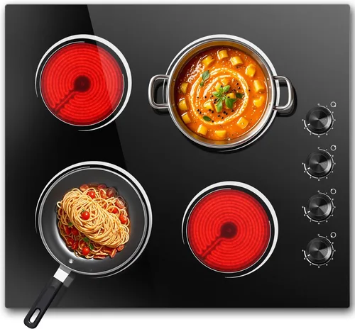 Miniatura 14 de Placa de cocina eléctrica, 2 quemadores, estufa eléctrica de 110 V 2000 W con control de perilla, encimera eléctrica radiante de 12 pulgadas e