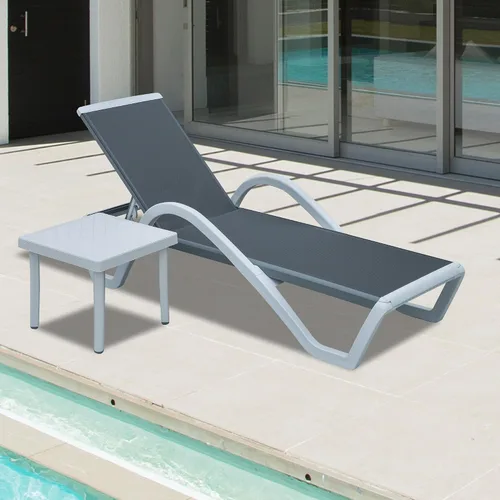 Miniatura 16 de Domi - Tumbona de aluminio para exteriores con respaldo ajustable, para playa, patio, balcón, piscina (1 silla marrón)