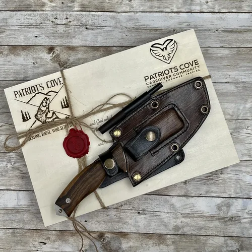 Miniatura 9 de Cuchillo de caza de hoja fija hecho a mano, cuchillo táctico de hoja N690 con funda de cuero y arrancador de fuego de magnesio, cuchillo táctico