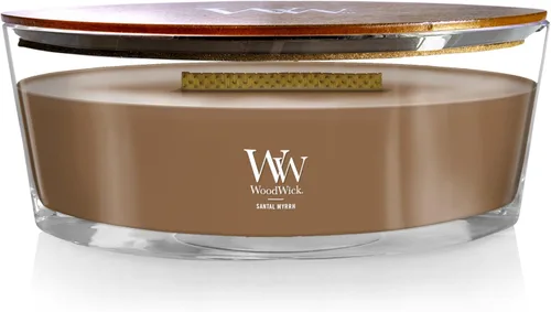 Miniatura 21 de WoodWick Santal Myrrh - Vela grande en frasco con forma de reloj de arena, cera de mezcla de soya prémium, mecha de madera Pluswick Innovation