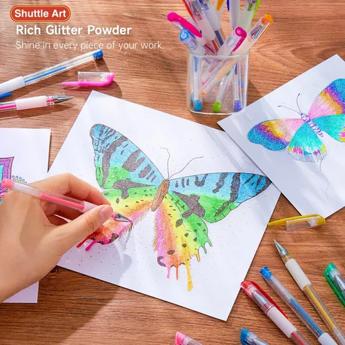 Miniatura 4 de Shuttle Art - Juego de 160 bolígrafos de gel con brillo, 80 colores, con 80 recargas para libros de colorear para adultos, dibujo, manualidades
