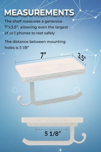 Miniatura 7 de Neater Nest Soporte de papel higiénico reversible con estante para teléfono, estilo decorativo (blanco)
