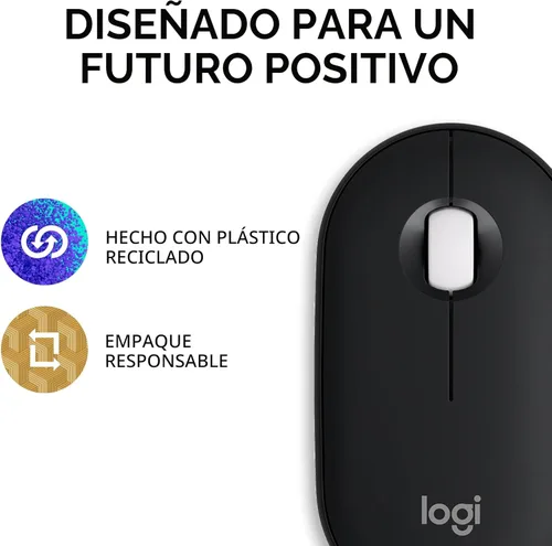 Miniatura 10 de Logitech Pebble Mouse 2 M350s Slim Bluetooth Ratón inalámbrico, portátil, ligero, botón personalizable, clics silenciosos, fácil de cambiar