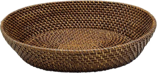 Miniatura 8 de Cesta ovalada de ratán de 14 pulgadas, bandeja de mimbre hecha a mano con lados elevados de 3.5 pulgadas, cuenco grande de frutas de ratán