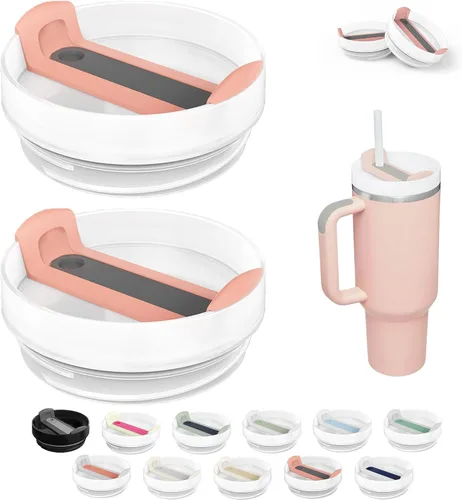 Miniatura 22 de Tapa de Vaso de 40 OZ Compatible con Stanley Quencher, Paquete de 2 Tapas de Vaso de Acero Inoxidable a Prueba de Derrames y Resistentes a