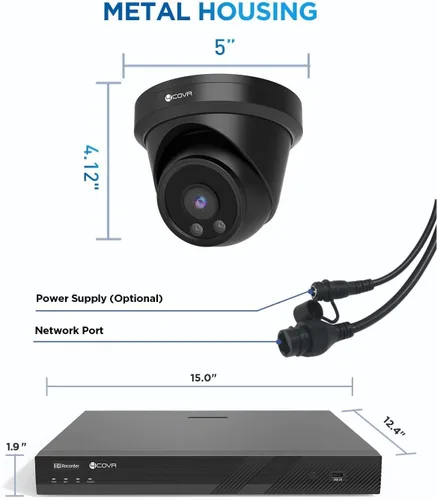 Miniatura 8 de 4COVR - Sistema de cámara de seguridad de 16 canales 4K, detección de humanos y vehículos, NVR de 8MP 4TB HDD, 12 unidades de 8MP con cable, cámara
