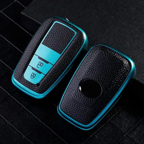 Miniatura 8 de DOUKI Funda de cuero TPU para llave de coche, para Toyota Camry Corolla Prius CHR C-HR RAV4 Hybryd Altis Land Cruiser Prado Sedan 2019 Verde F