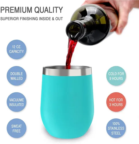 Miniatura 2 de CHILLOUT LIFE - Vaso de acero inoxidable de 12 onzas con tapa y caja de regalo, diseño de viaje con recubrimiento en polvo, aislamiento al vacío