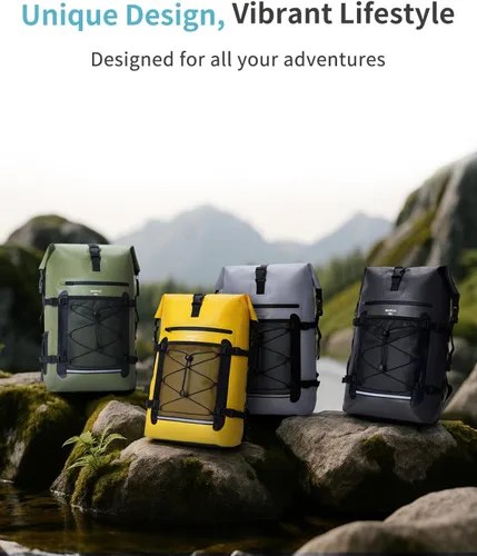 Miniatura 8 de ECOHUB Mochila impermeable para mujeres y hombres, bolsa seca resistente de 30L con cierre enrollable para viajes con funda impermeable IPX8