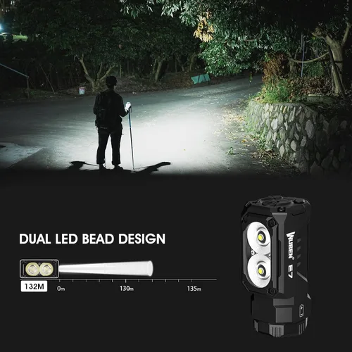 Miniatura 4 de WUBEN Linterna E7 EDC, Linterna Mini de 1800 Lúmenes Recargable, Linterna Pequeña Súper Brillante, 6 Modos IP68 Impermeable Incorporado Luz de Mano