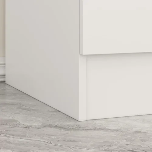 Miniatura 8 de ECACAD Armario con espejo, estantes de 5 niveles, 2 cajones, 2 varillas para colgar y 4 puertas, armario de almacenamiento de madera para Blanco