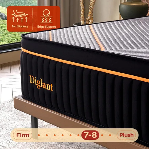 Miniatura 6 de DIGLANT Colchón Queen híbrido de felpa de 14 pulgadas con resortes individuales en caja, colchón de felpa para aliviar la presión, certificado