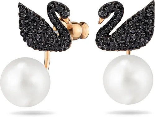 Miniatura 2 de Swarovski Iconic Swan Jewelry Collection Rose Gold Tone Finish Black Crystals