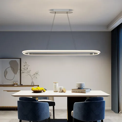 Miniatura 19 de Lámpara colgante, lámpara colgante lineal LED regulable, lámpara colgante fija, lámpara de araña LED moderna curvada, lámparas de araña para comedor