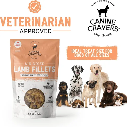 Miniatura 4 de Canine Cravers Golosinas para Perros de Un Solo Ingrediente – Filetes de Cordero Premium - Alimento para Mascotas Hipoalergénico Secado al Aire