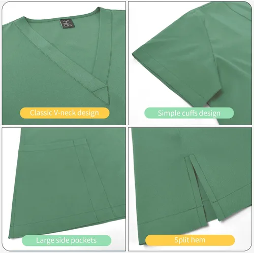 Miniatura 2 de VIAOLI Conjunto de ropa quirúrgica clásica con cuello en V y pantalón deportivo de yoga, uniforme médico de enfermería para mujer, conjunto