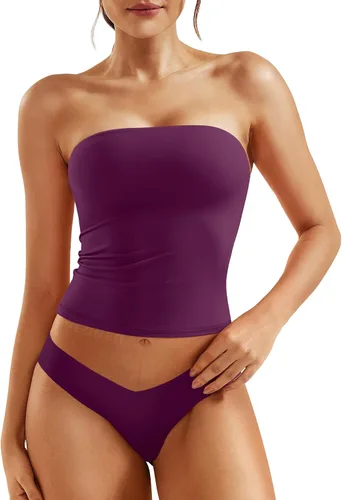 Miniatura 15 de YEOREO Sophie - Camiseta de tubo larga sexy para mujer, con doble forro, básica, Y2K, para verano, sin tirantes, ajustada, para salir