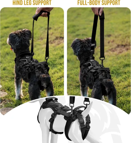 Miniatura 3 de OneTigris Arnés de elevación para perros pequeños XS, arnés transportador para perros pequeños, chaleco de elevación de cuerpo completo con correas
