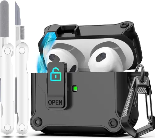 Miniatura 137 de R-fun - Funda para audífonos compatible con AirPods de 4.ª generación 2024, cubierta protectora de expulsión automática a prueba de caídas, puerto