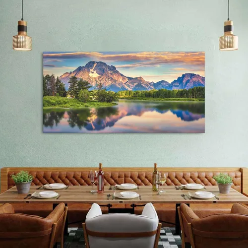 Miniatura 2 de Arte de pared del Parque Nacional Grand Teton, paisaje panorámico del lago de montaña, lienzo para decoración de pared para sala de estar, Montaña