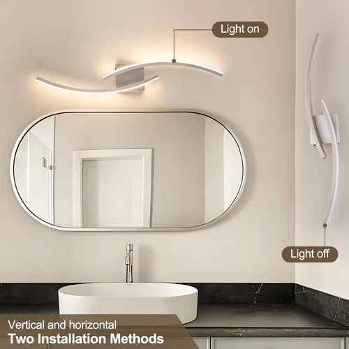 Miniatura 5 de Lámpara de pared moderna cableada de 3000 ~ 6000 K, lámpara de pared LED plateada de 31.5 pulgadas, luces de pared de níquel cepillado