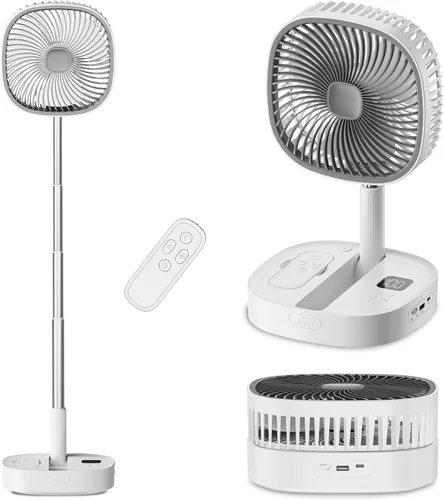 Miniatura 7 de Ventilador de pedestal oscilante portátil con Romote, 4 velocidades de rotación telescópica de 120°, ventiladores plegables plegables de pie, 7200