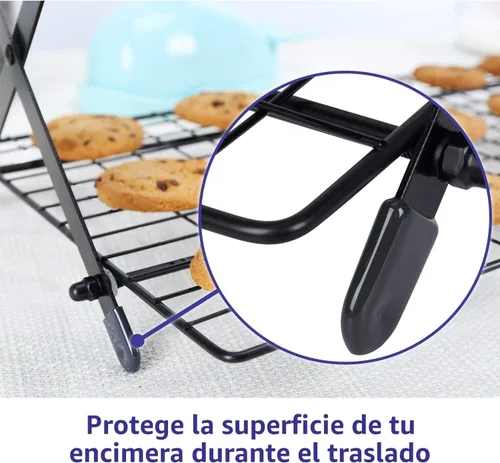 Miniatura 4 de Geesta Estante de enfriamiento plegable mejorado de 2/3/4 niveles con diseño ajustable de 3 ajustes, apilable para cocinar y hornear estantes