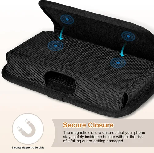 Miniatura 4 de ykooe Funda de nailon resistente compatible con iPhone 16/15/14/13/12 Pro Max & Plus, 17 modelos Air, Galaxy S24/S23/S21/S20 FE soporte para Negro