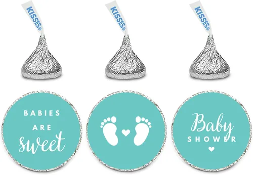 Miniatura 8 de Andaz Press Trío de etiquetas de gotas de chocolate, se adapta a besos, baby shower, verde menta, paquete de 216 Verde (Mint Green)