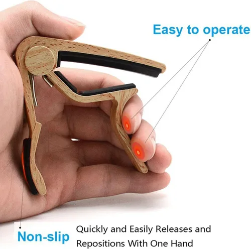 Miniatura 3 de WINGO Cejilla de guitarra para guitarra acústica y eléctrica con 5 púas, Burlywood