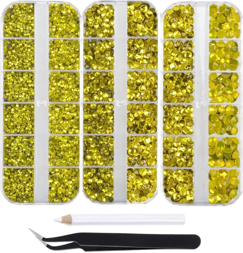 Miniatura 16 de Massive Beads Más de 9500 diamantes de imitación termoadhesivos redondos de vidrio con parte trasera plana para hacer tú mismo con 1 pinza y 1 12