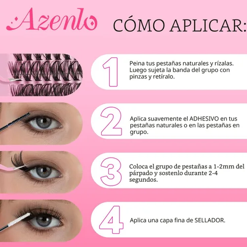 Miniatura 8 de Extensiones de pestañas Azenlo 40D+60D en racimo, 240 unidades, kit de pestañas individuales, 10-16 mm, kit de pestañas en banda delgada