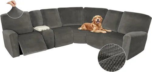 Arfntevss Fundas para sofá reclinable seccional, de terciopelo, lavable, para sofá reclinable, elástica, suave, gruesa, en forma de L, juego de