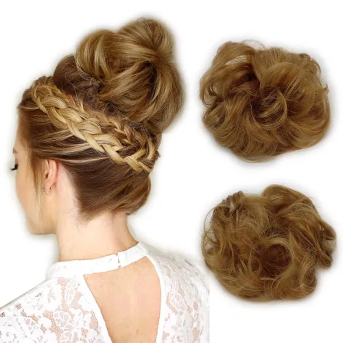 Miniatura 16 de 2 extensiones de cabello ondulado y grueso para mujer, de color negro natural, fibra sintética resistente al calor, para belleza, fiestas, uso