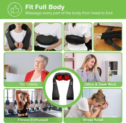 Miniatura 7 de cotsoco Masajeador de Cuello, Masajeador Shiatsu de Hombro con Calor, Masajeador Portátil 3D Ergonómico de Tejido Profundo para Hombro y Espalda Azul