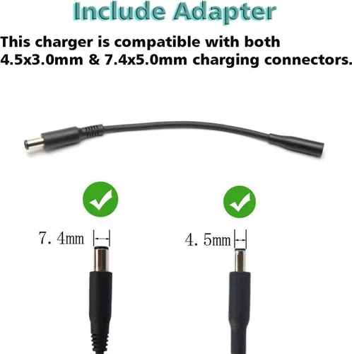 Miniatura 4 de Cargador adaptador de 45 W 65 W Ac 4.5 0.118 in compatible con Dell Inspiron 13 14 15,3000 5000 7000 Latitude 3320 3330 3340 3420 3430 3435 3440
