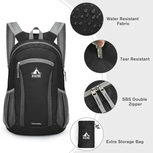Miniatura 4 de G4Free Mochila de senderismo de 16 litros, mochila pequeña ligera y plegable para viajes, camping, al aire libre, hombres y mujeres