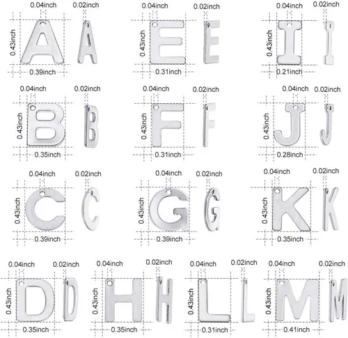 Miniatura 2 de DanLingJewelry 150 – 200 dijes de letras aleatorias de acero inoxidable 304 mezclados del alfabeto A-Z, surtidos para fabricación de joyas