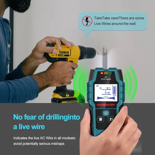 Miniatura 5 de HANMATEK Detector de Pernos de Pared con Sensor Inteligente Pro, Alarma de Audio y Pantalla LCD HD, Herramienta de Detector de Pernos 5 en 1