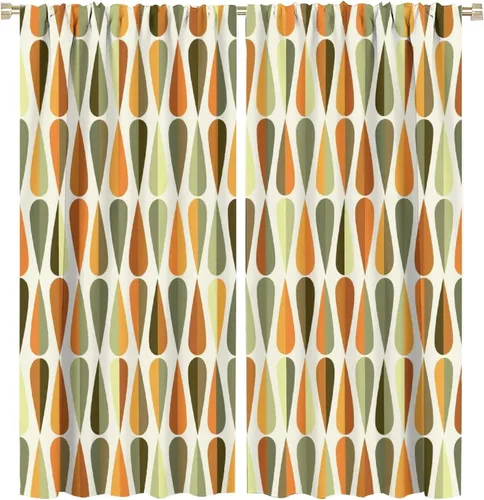 Miniatura 46 de Cortinas opacas de arte abstracto de mediados de siglo para dormitorio, cortinas modernas de estilo bohemio con hojas geométricas florales, cortinas