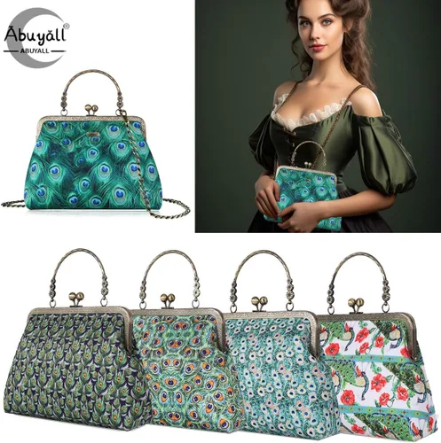 Miniatura 73 de Bolso floral con asa superior, bolso de noche Kiss Lock para mujer, bolso vintage