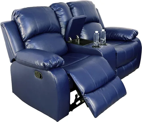 Miniatura 42 de Juego de muebles de sala de estar de cuero reconstituido con sofá reclinable, juego de sofá reclinable, silla de dos cuerpos, juegos de muebles