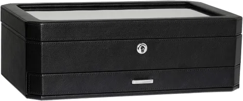 Miniatura 9 de Caja de reloj con cajón de valet para hombres 12 ranuras, caja de reloj de lujo, organizador de exhibición, forro de microgamuza, soporte