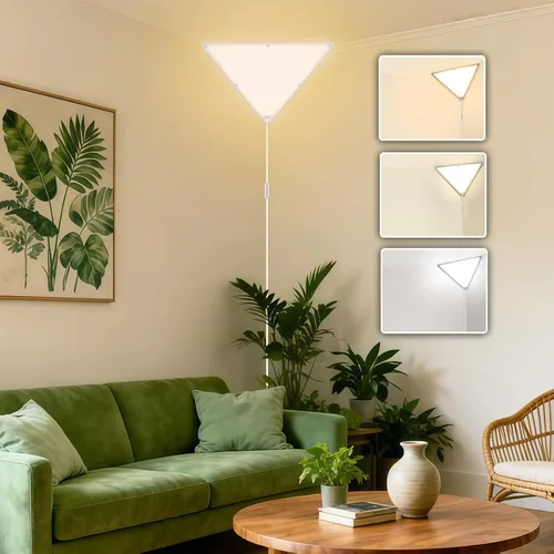Luz de esquina mejorada, luces LED de esquina de 20 W 2000 lm para sala de estar, luces de techo enchufables con cable de 10 pies, luces de esquinas