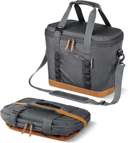 CleverMade Pacifica - Hielera plegable, capacidad para 30 latas / 21 Qt, plegable para playa y viajes, con correa para hombro, abridor de botellas,