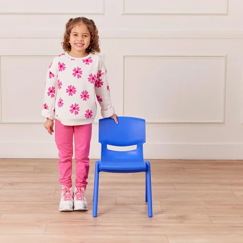 Miniatura 10 de ECR4Kids Silla Escolar Apilable de 12 Pulgadas de Plástico, Muebles para Aula, Azul, Paquete de 4