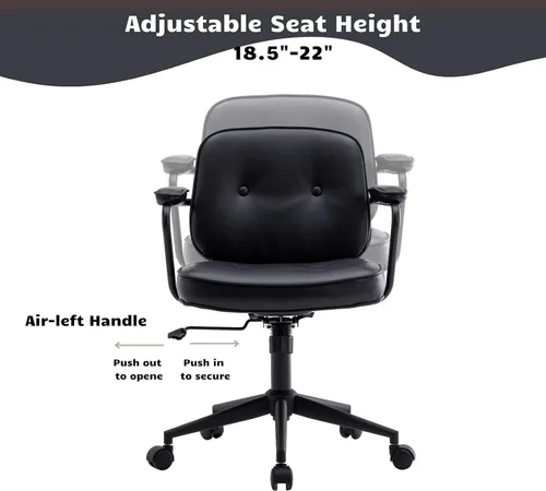 Miniatura 5 de HEAH-YO Juego de 1 sillas de escritorio modernas sin brazos, silla giratoria para computadora con ruedas y reposabrazos, silla de oficina ajustable